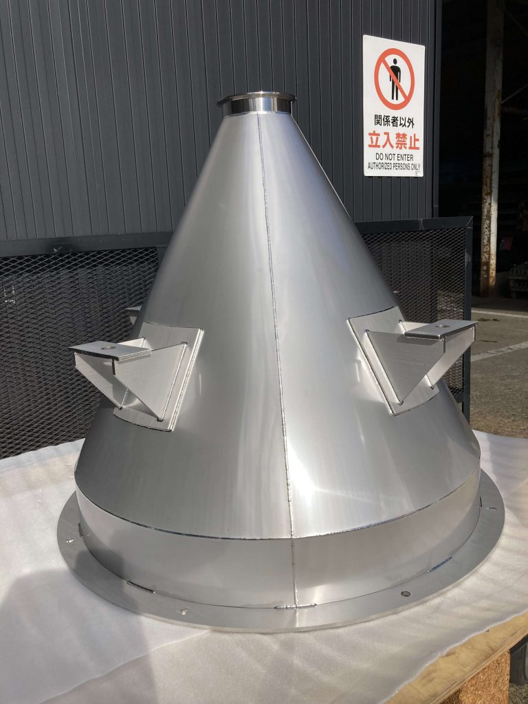 円錐曲げと高精度な溶接で実現したSUS製円錐ホッパーの製作事例